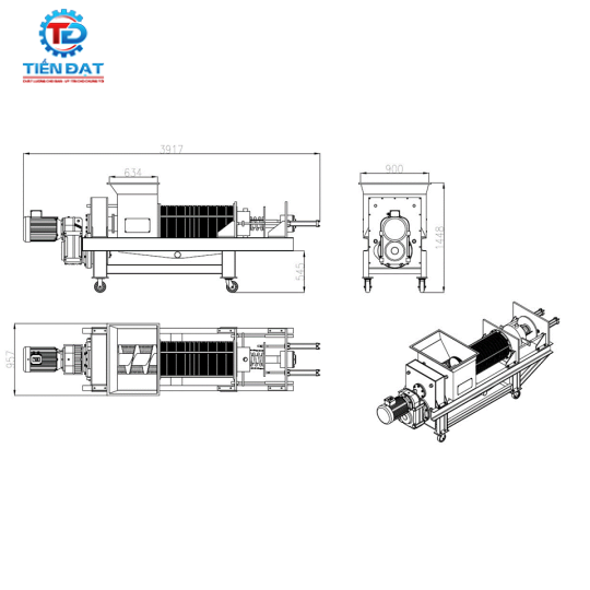 Máy ép dược liệu trục vít đôi TZ-1,5-260 năng suất 1 - 1,5 tấn/h